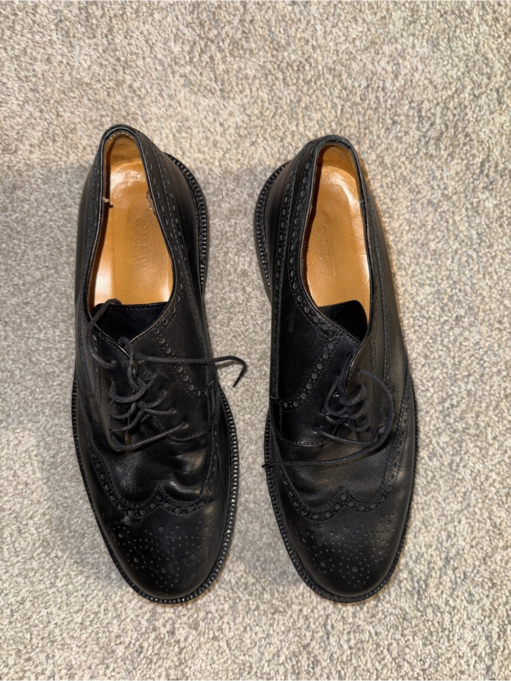 J Crew Men’s Black Leather Wingtip Oxfords